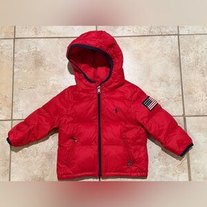Ralph Lauren Baby Boy Red Hooded Puffer Jacket 18 Months Winter Coat